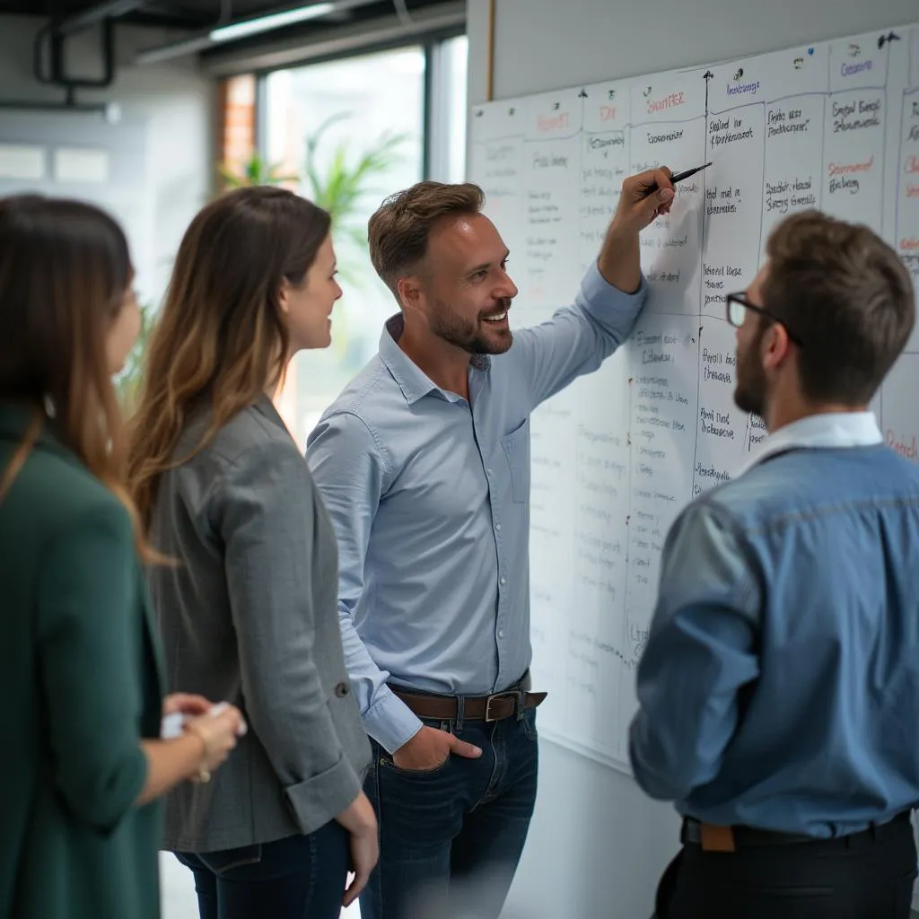 Équipe en consultation stratégique